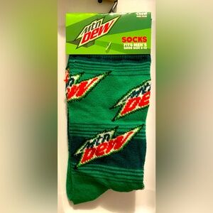 Fun Novelty Socks Featuring Mtn Dew Soda Brand
